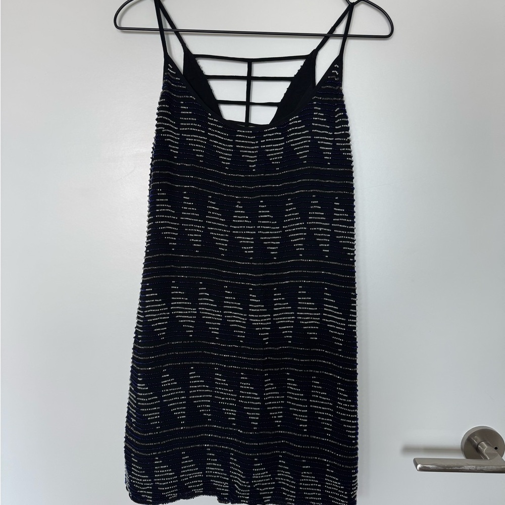 Black Beaded Mini Dress